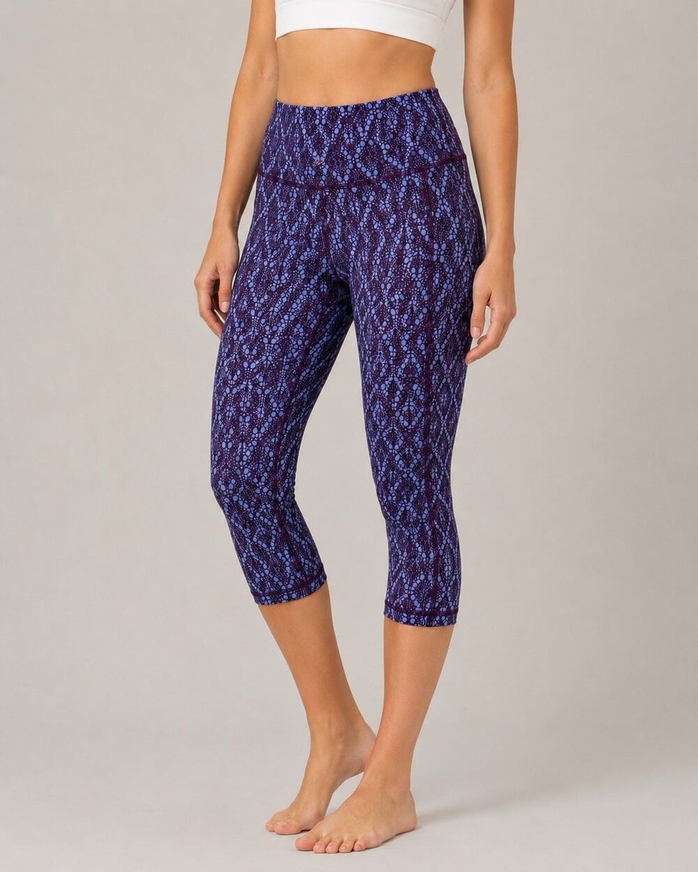 PrAna XS Purple Blue Cropped Yoga Leggings High Rise Stretch Athletic Pants
